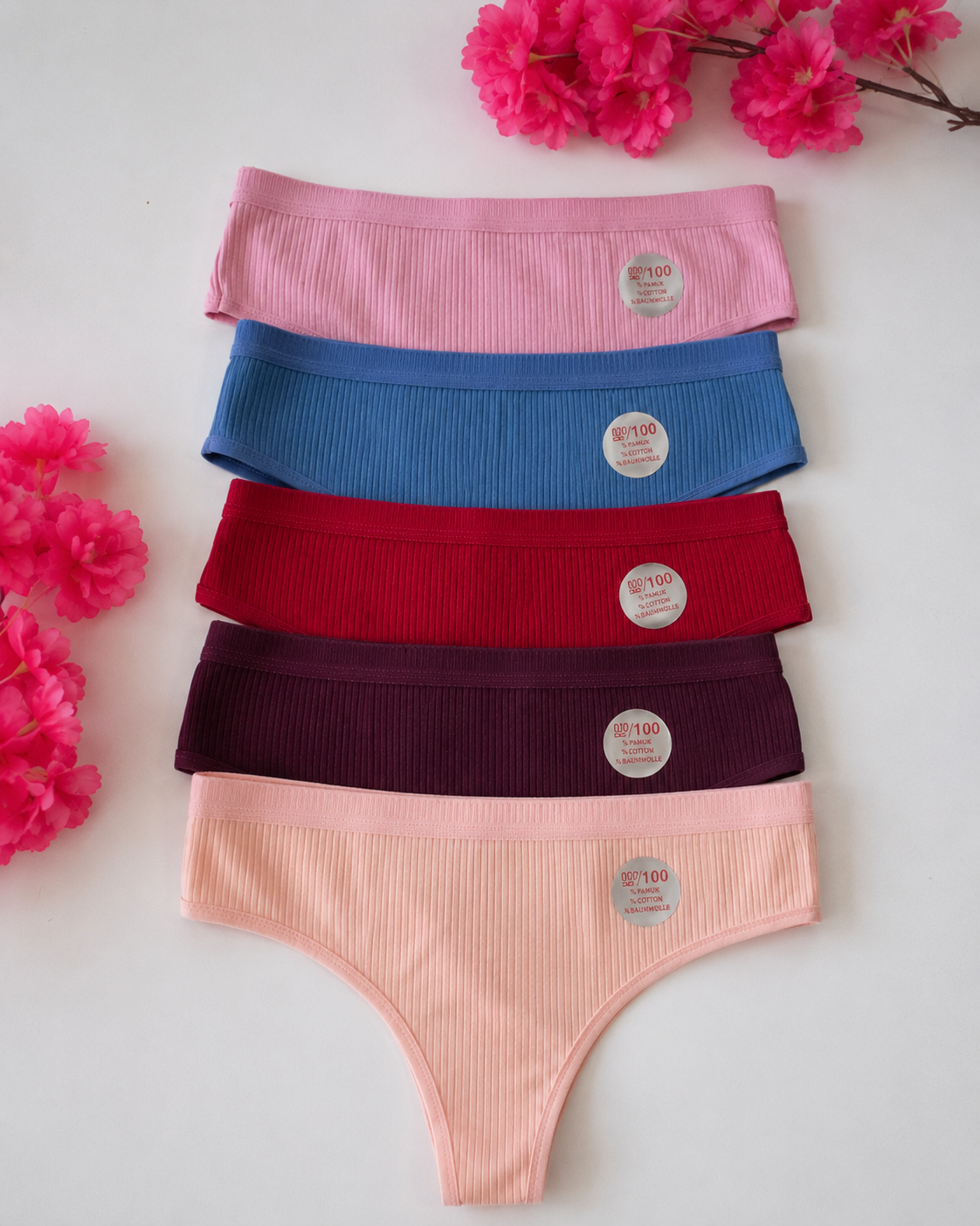 Pack 5 Strings Femme 100% Coton