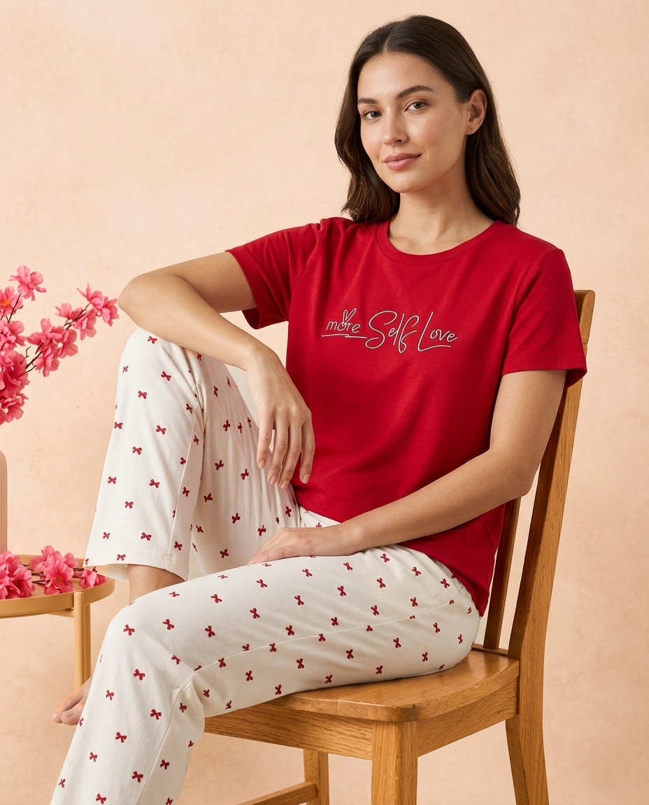 Pyjama Self Love Rouge 100% Coton